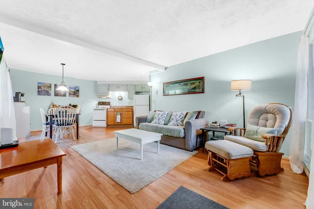 a living room with furniture a rug and a chandelier