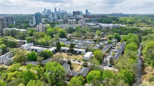 a view of a park with trees