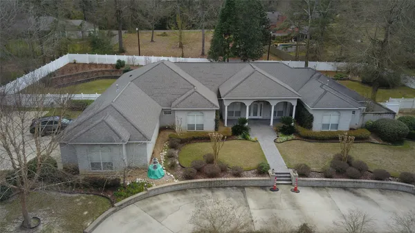 an aerial view of a house
