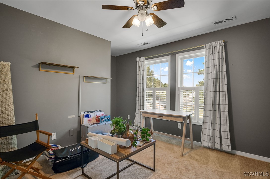 3724 Bathgate Road Richmond, VA 23234 - Photo 25 of 26 Office area featuring ceiling fan and carpet floor