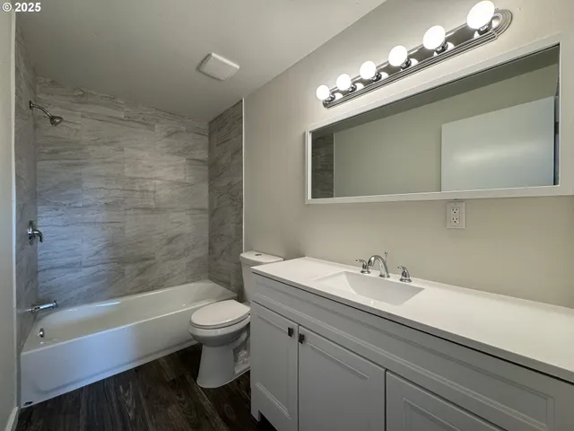 a bathroom with a sink a toilet and a bathtub