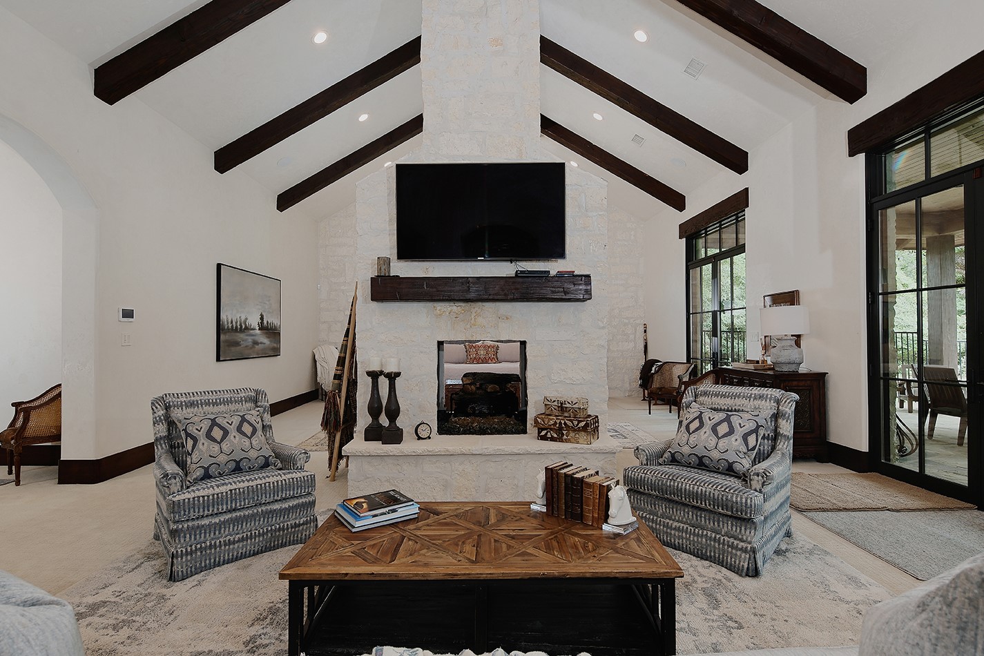 40693 Center Hill Road Hempstead, TX 77445 - Photo 14 of 50 a living room with furniture a flat screen tv and a fireplace