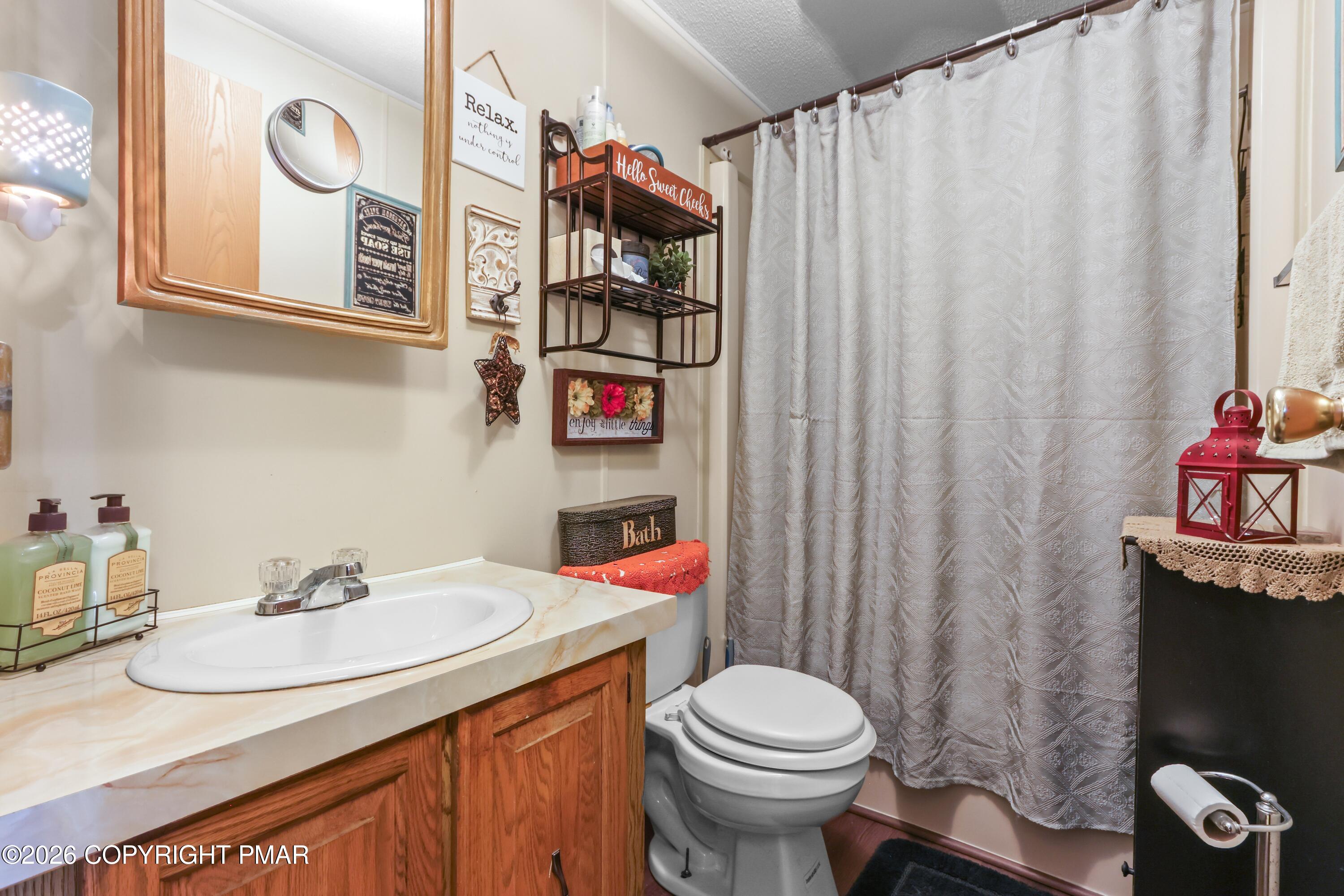 17 Valley View Drive Bath, PA 18014 - Photo 20 of 34 a bathroom with a sink a toilet and shower curtain