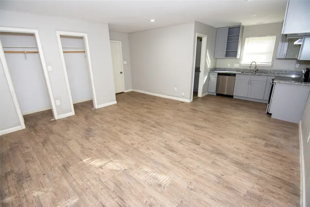 a view of a kitchen with a sink