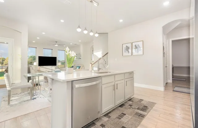 an aerial view of a house with swimming pool
