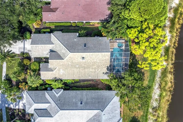 an aerial view of a house
