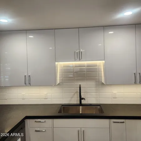 a bathroom with a sink and a potted plant