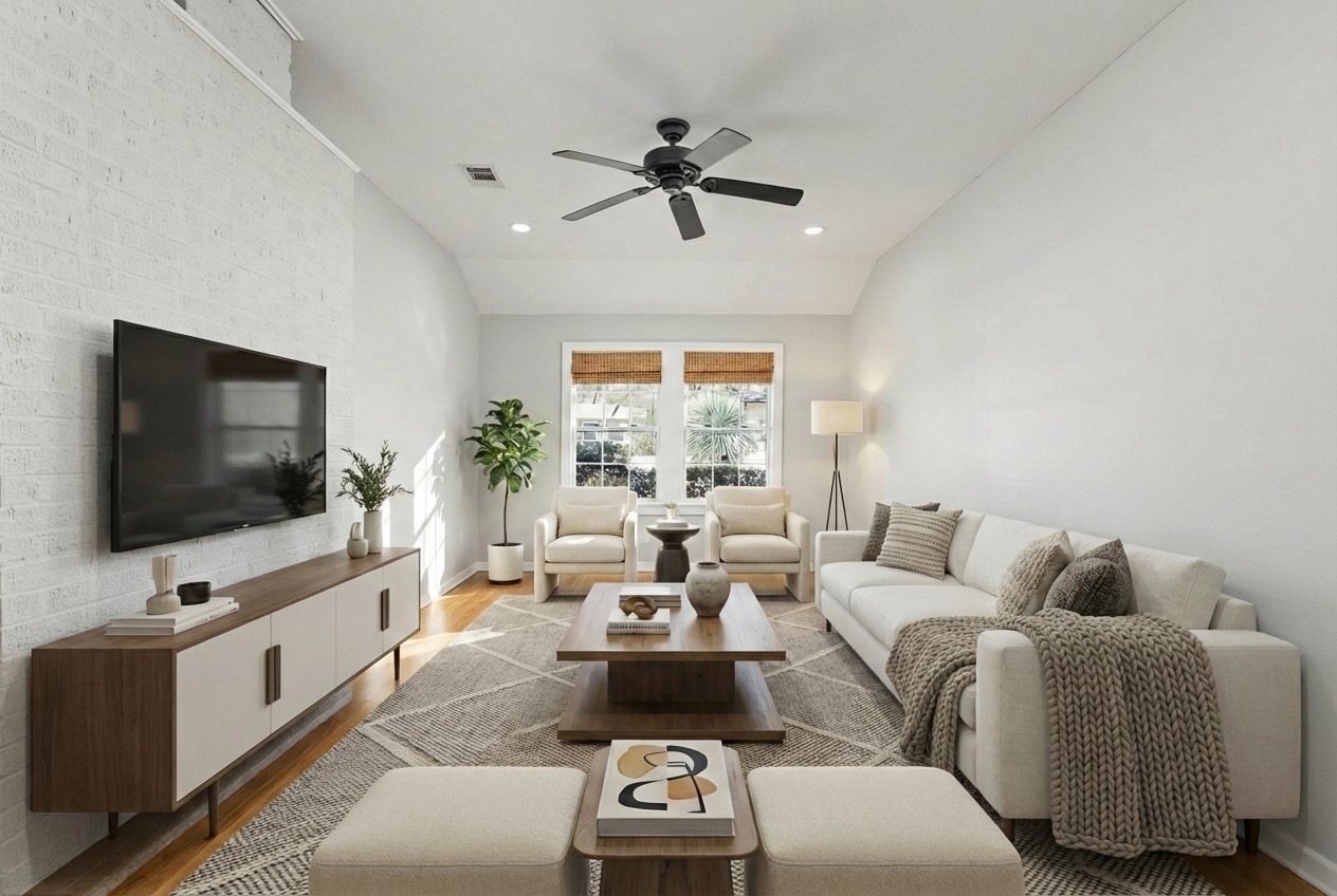 4517 Bull Creek Road Austin, TX 78731 - Photo 11 of 35 a living room with furniture and a flat screen tv