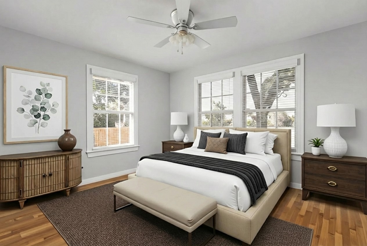 4517 Bull Creek Road Austin, TX 78731 - Photo 22 of 35 a bedroom with a bed and window