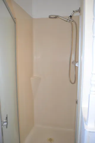 a view of small space with wooden floor