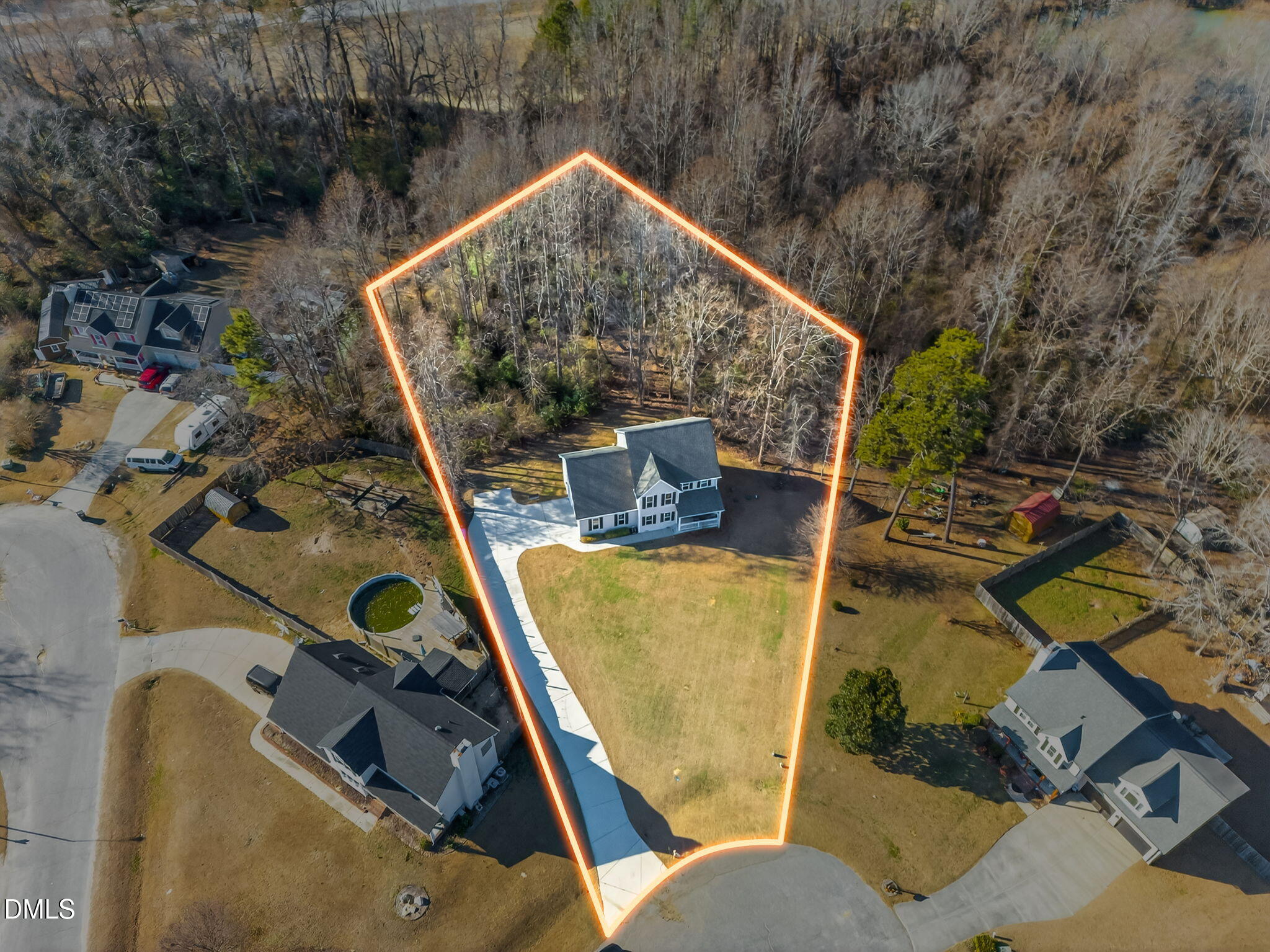 27 Duchess Court Angier, NC 27501 - Photo 44 of 50 aerial view of a house with swimming pool