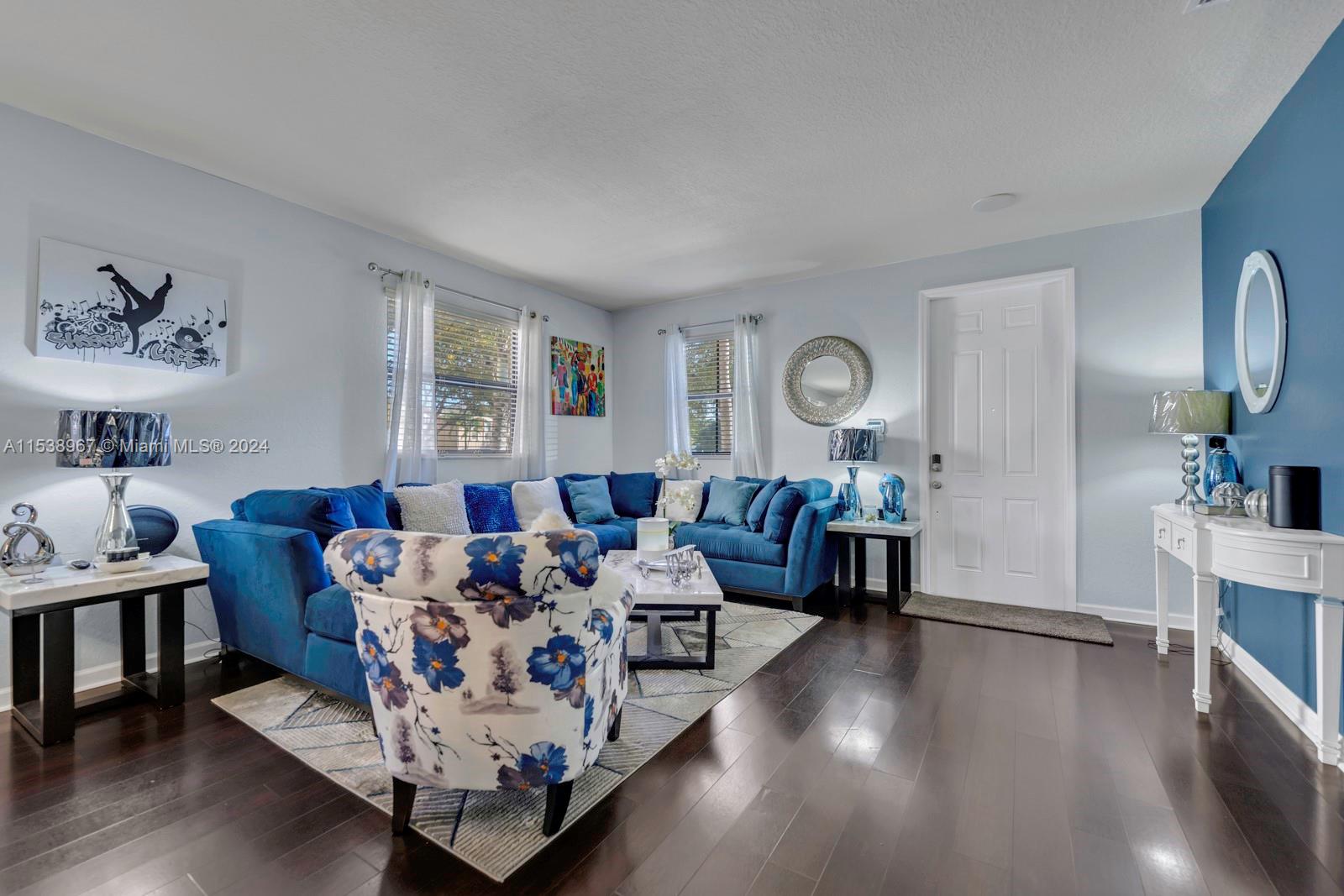 24084 Southwest 113th Path Homestead, FL 33032 - Photo 3 of 37 a living room with furniture and wooden floor