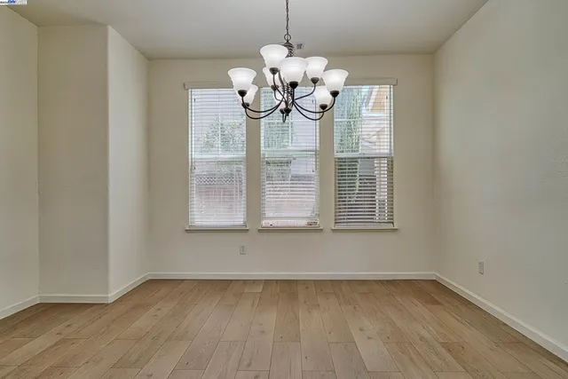 a view of a chandelier in a room