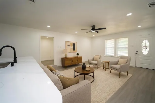 a living room with furniture