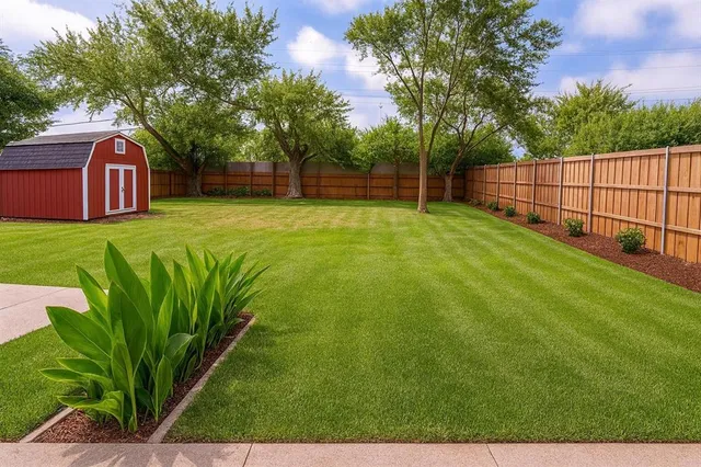 a house view with a garden space