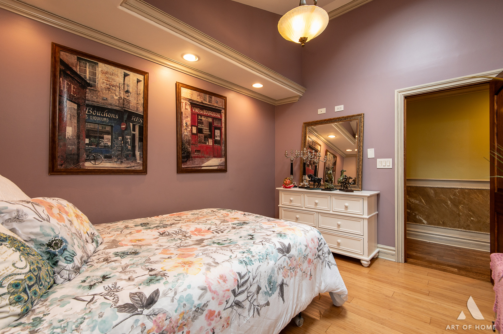 6N654 Harvey Road Medinah, IL 60172 - Photo 31 of 47 a bedroom with a large bed and a chandelier