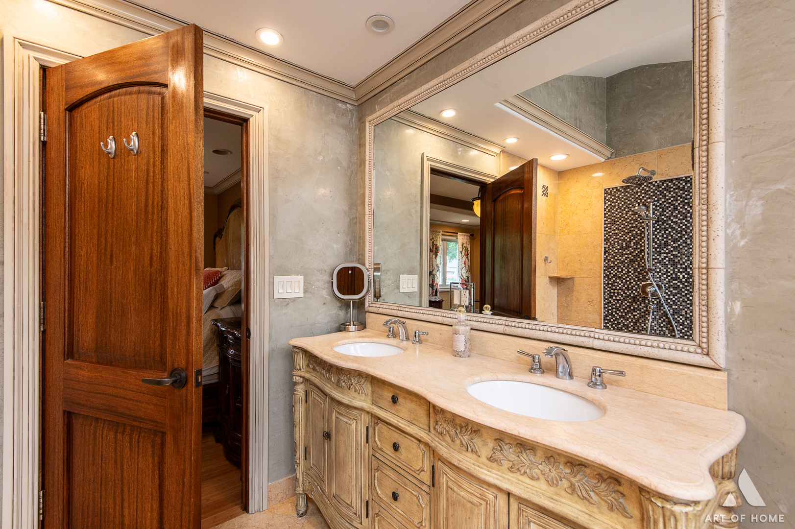 6N654 Harvey Road Medinah, IL 60172 - Photo 33 of 47 a bathroom with a double vanity sink and a mirror