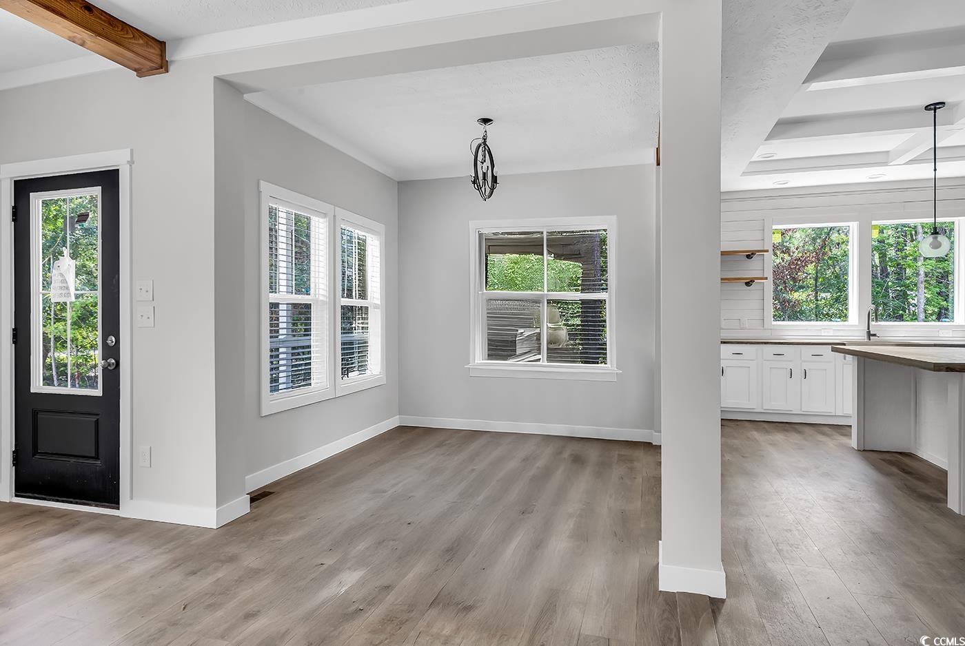 754 Kent Road Andrews, SC 29510 - Photo 13 of 31 Bar featuring open shelves, white cabinets, wood counters, and light wood-type flooring