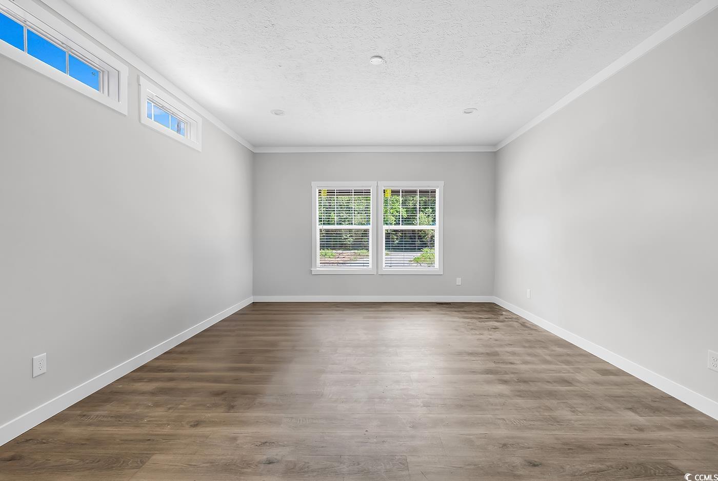 754 Kent Road Andrews, SC 29510 - Photo 26 of 31 Master Bedroom with plenty of natural light, light wood finished floors, ornamental molding, and a barn door