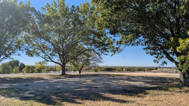 a view of a yard with an trees