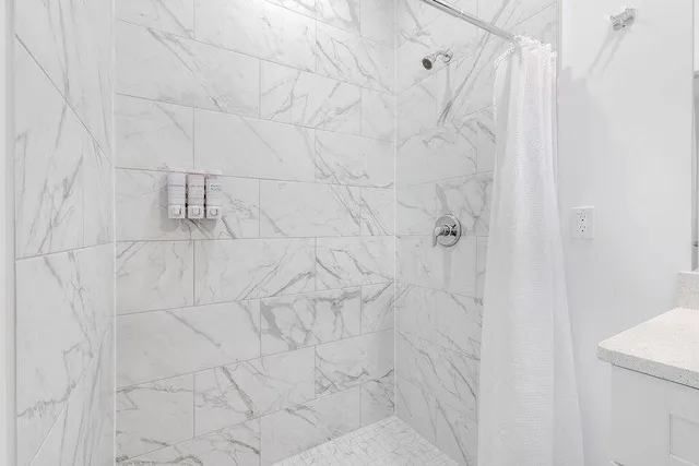 a bathroom with a shower