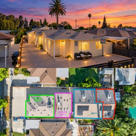 an aerial view of multiple house