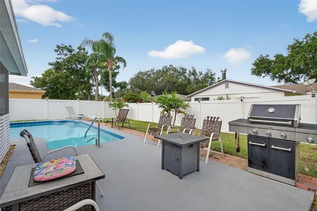 an aerial view of a house with a garden