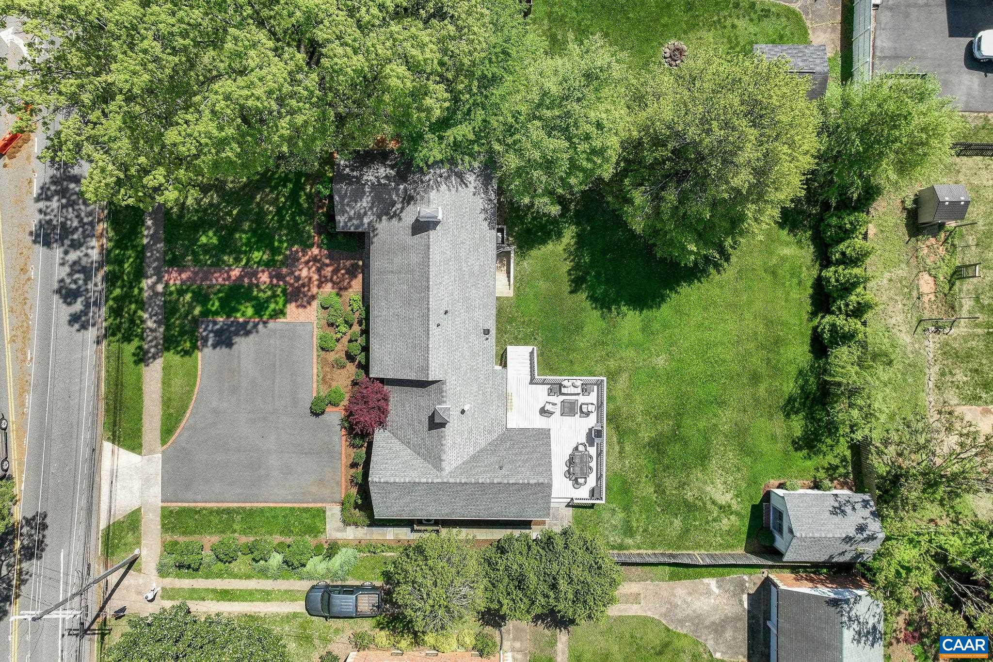 1504 Rugby Avenue Charlottesville, VA 22903 - Photo 48 of 51 an aerial view of residential house with outdoor space and trees all around