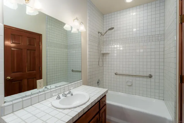 an aerial view of residential house and green space