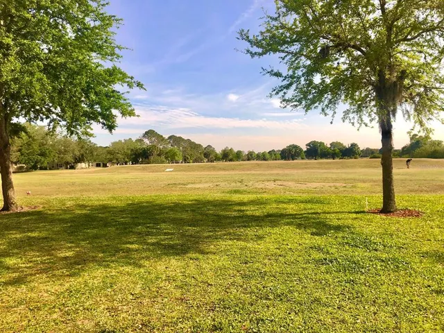 a backyard of a house with lots of green space
