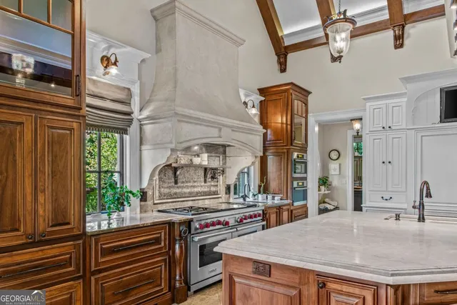 a view of a kitchen with stove