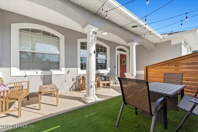 a view of a outdoor seating area