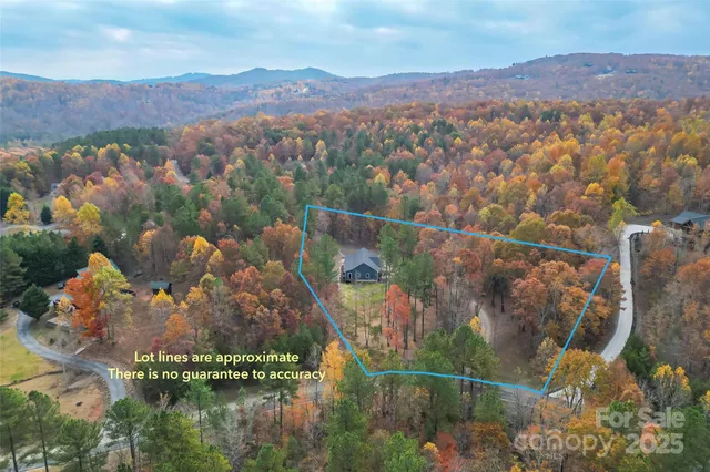 an aerial view of houses with a lake