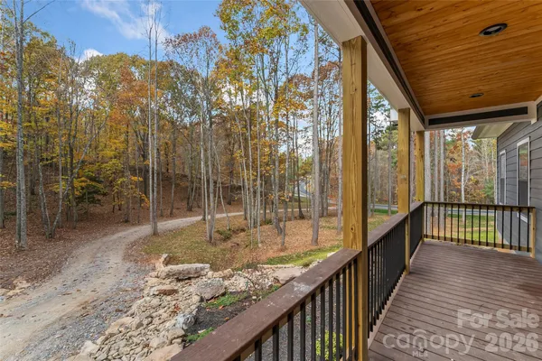 a view of a porch with a backyard