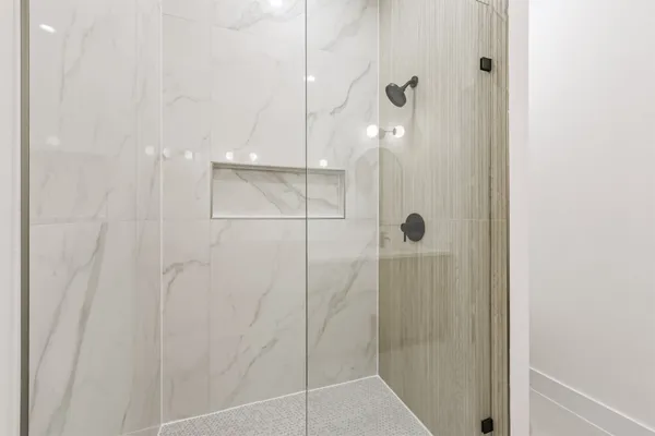a bathroom with a shower