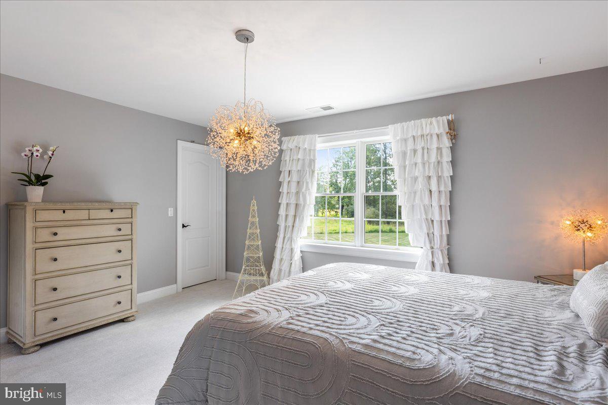 29 Tumble Falls Road Stockton, NJ 08559 - Photo 26 of 78 a bedroom with a bed and a chandelier