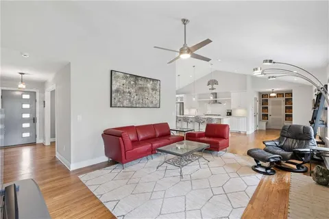 a living room with furniture