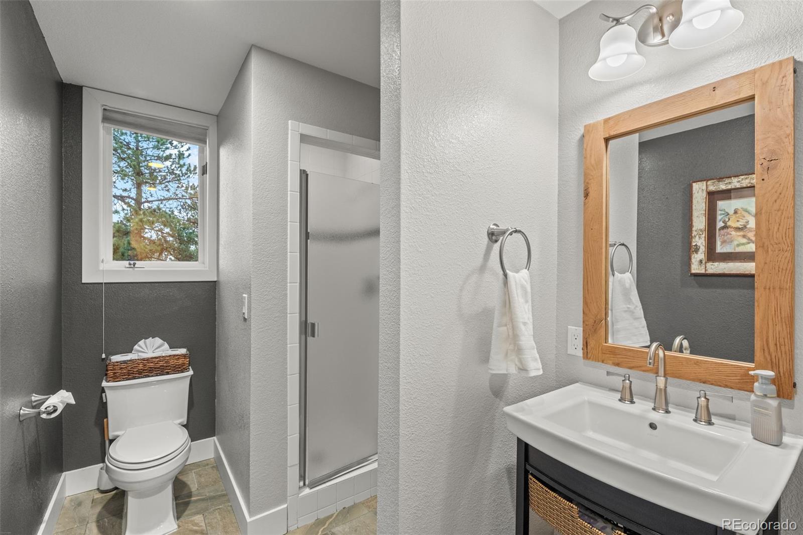 1735 Prima Lane Evergreen, CO 80439 - Photo 25 of 50 a bathroom with a sink toilet and shower