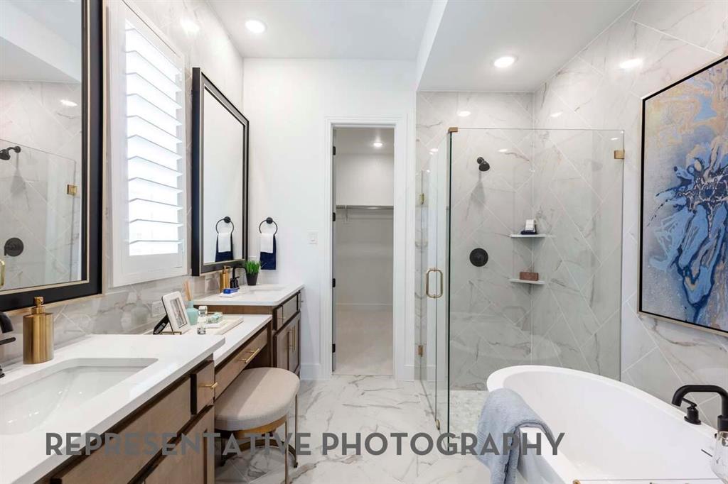 1621 Primms Place Fort Worth, TX 76052 - Photo 12 of 40 a bathroom with a granite countertop sink mirror and a bathtub
