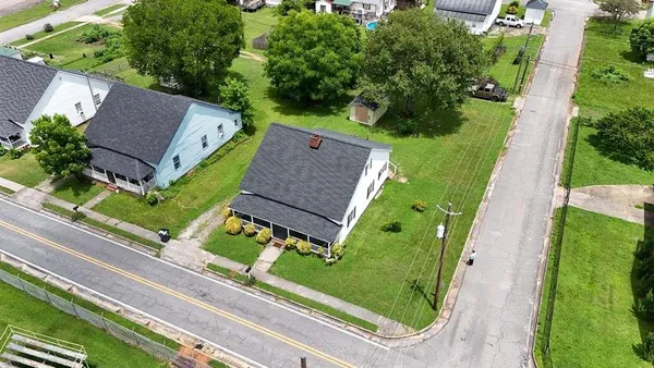 an aerial view of a house