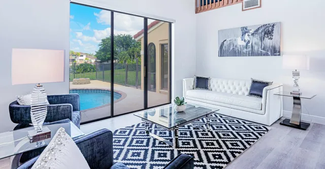 a living room with furniture