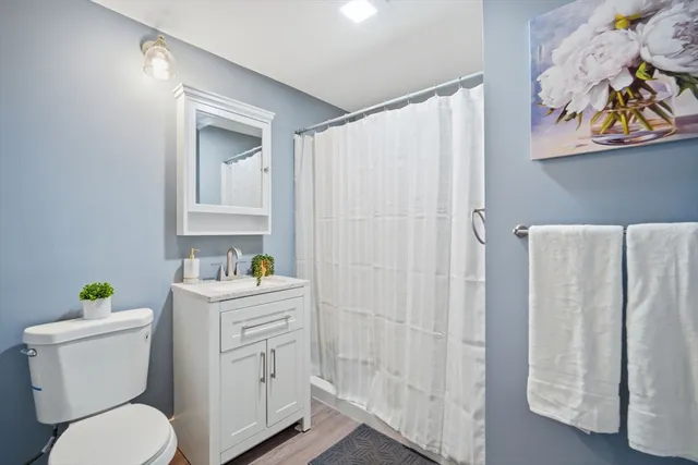 a bathroom with a toilet a sink and a shower