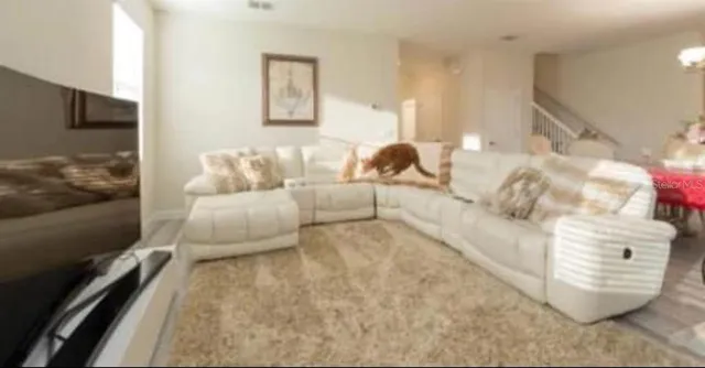 a living room with furniture and a couch