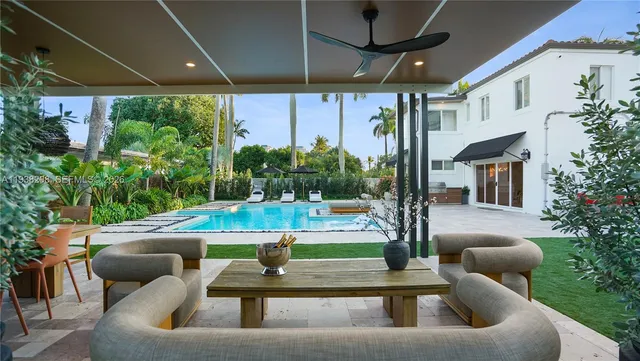 a view of a dining room with furniture window and glass door
