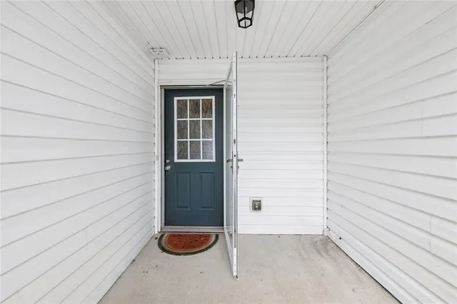 a view of a door and window