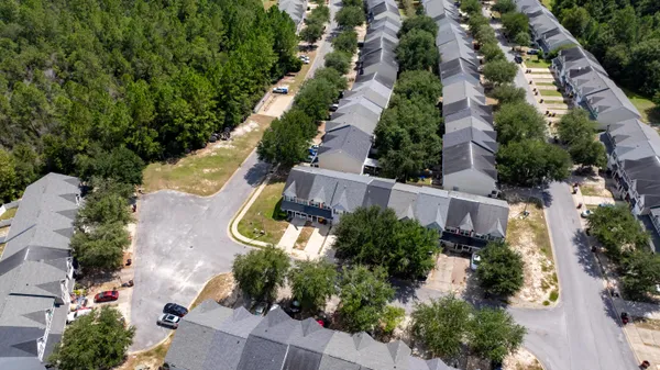 an aerial view of a house