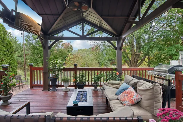 a view of a patio on the roof deck