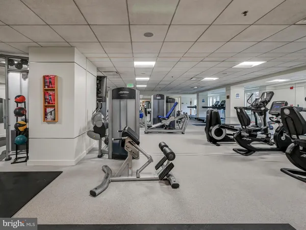 a view of a room with gym equipment