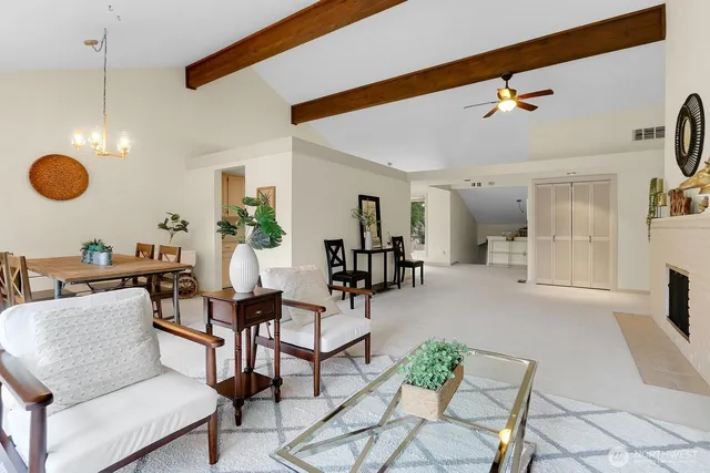 a living room with furniture