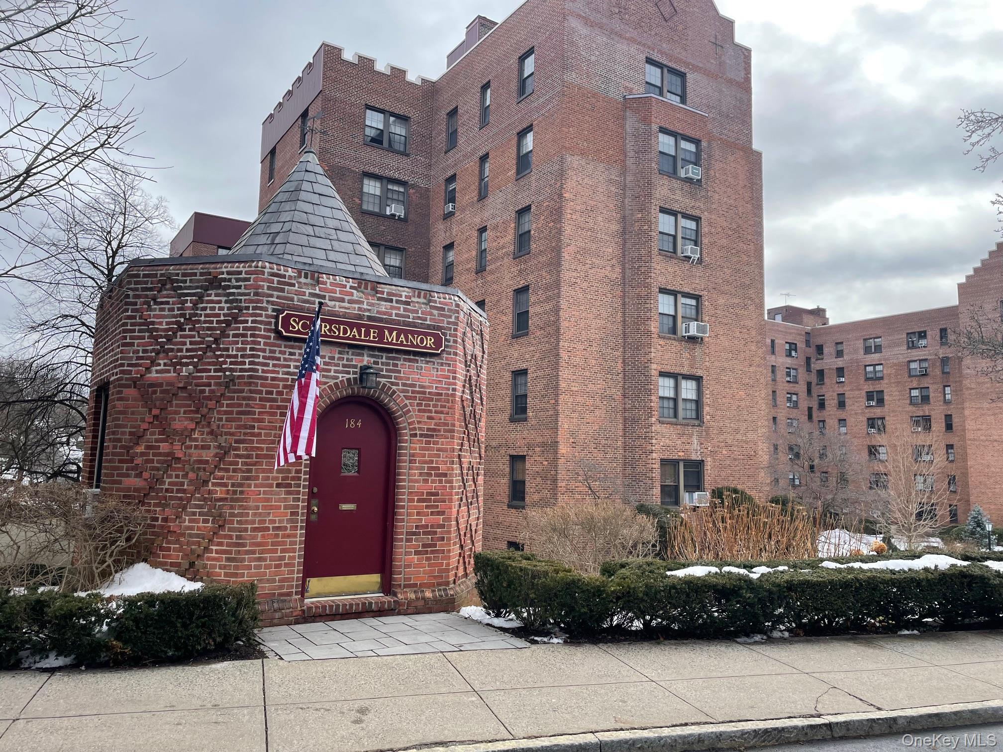 a front view of a building